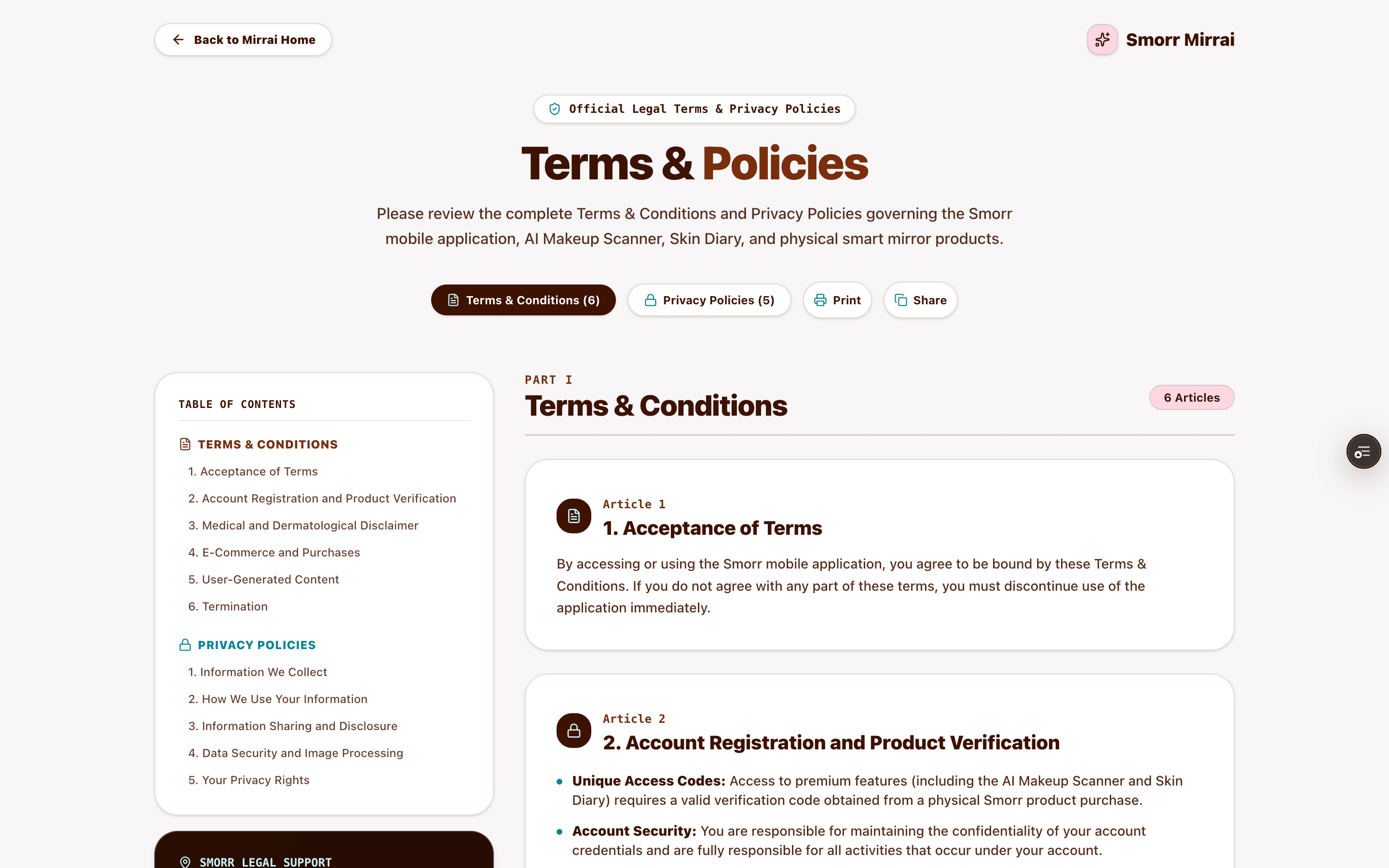 FRAME 03 // Detailed terms & services for the latest services.
